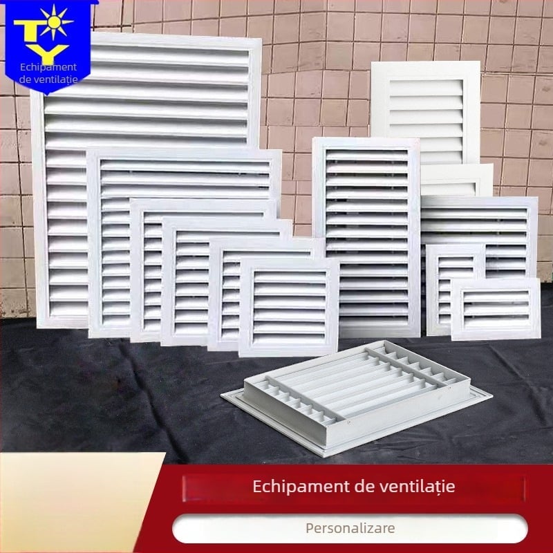 Grilă decorativă pentru ventilația centrală a climatizării, impermeabilă la ploaie, lamele din aliaj de aluminiu, strat unic