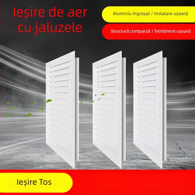 Orificiu de aer cu lamele din aliaj de aluminiu pentru peretele exterior, rezistent la ploaie, aer de retur și evacuare