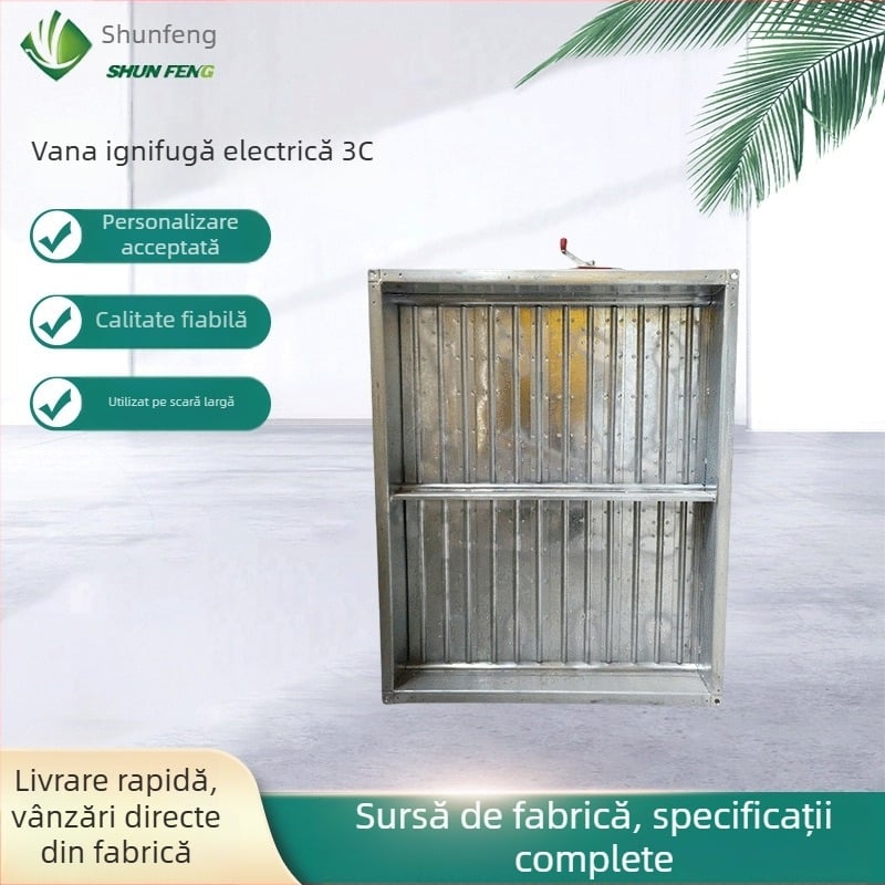 Clapă electrică antifoc pentru ventilație, 280°C, oțel galvanizat, certificare 3C, personalizabilă