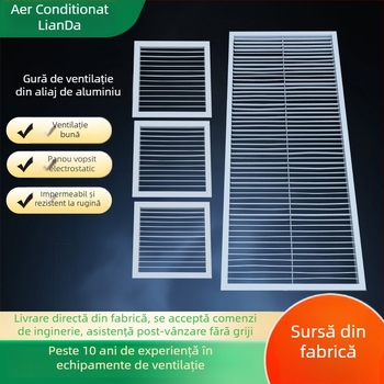 Grilă de ventilație din aliaj de aluminiu pentru pereți exteriori, protecție la ploaie, intrare/ieșire aer, debit reglabil, lamele