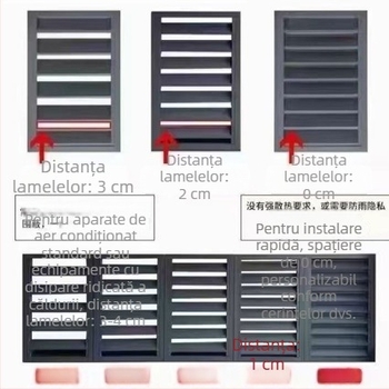 Cap de protecție din aluminiu pentru unitatea exterioară a aerului condiționat, cu lamele, impermeabil, ventilat, grilă rezistentă la rugină, protecție perete exterior