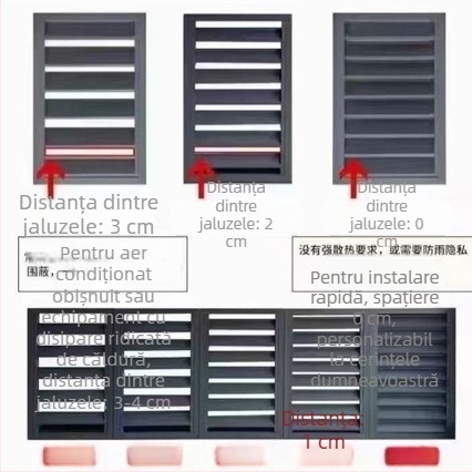 Capac protecție din aliaj de aluminiu pentru unitatea exterioară a aerului condiționat, cu lameluțe, impermeabil, ventilat, rezistent la rugină, protecție pentru peretele exterior