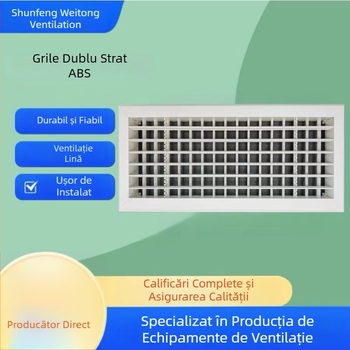 Gură de aer ABS, pătrată, cu lame duble, pentru climatizare centrală, debit de aer reglabil