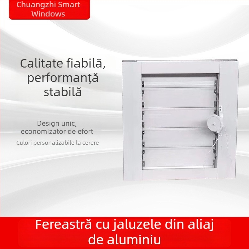 Jaluzele din aluminiu cu acționare manuală și prin telecomandă, deschidere și închidere inteligente, protecție împotriva soarelui, vântului și ploii, material îngroșat