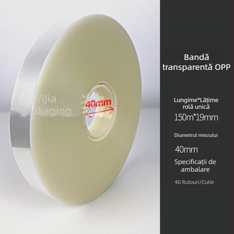 Mașină de ambalat cu bandă OPP transparentă, cu role mari pentru folie plastică, grosime 0,12 mm, rezistență la tracțiune 20 kg