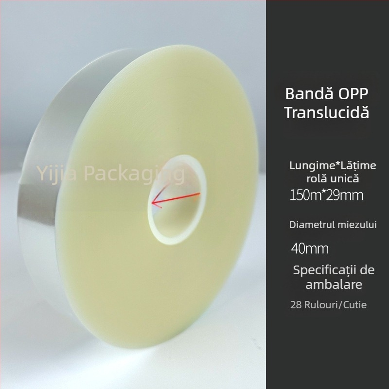 Mașină de ambalat cu bandă OPP transparentă, cu role mari pentru folie plastică, grosime 0,12 mm, rezistență la tracțiune 20 kg