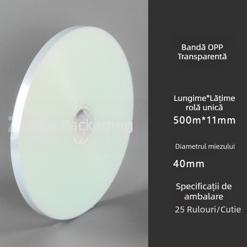 Mașină de ambalat cu bandă OPP transparentă, cu role mari pentru folie plastică, grosime 0,12 mm, rezistență la tracțiune 20 kg