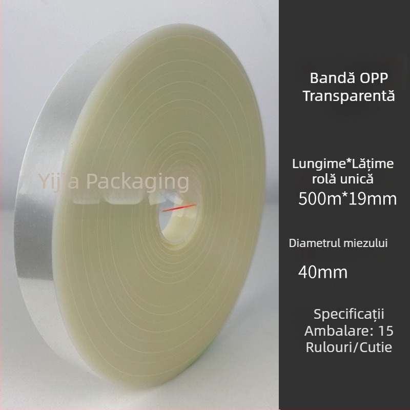 Mașină de ambalat cu bandă OPP transparentă, cu role mari pentru folie plastică, grosime 0,12 mm, rezistență la tracțiune 20 kg