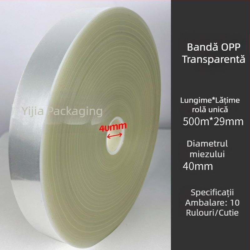 Mașină de ambalat cu bandă OPP transparentă, cu role mari pentru folie plastică, grosime 0,12 mm, rezistență la tracțiune 20 kg