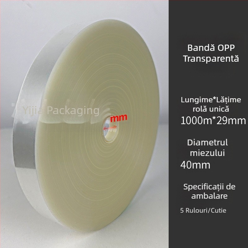 Mașină de ambalat cu bandă OPP transparentă, cu role mari pentru folie plastică, grosime 0,12 mm, rezistență la tracțiune 20 kg