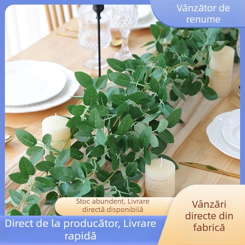 Buchet de frunze de trandafir din mătase, cu 36 ramuri și 8 frunze, pentru recuzită de fotografie, nunți și decor de casă