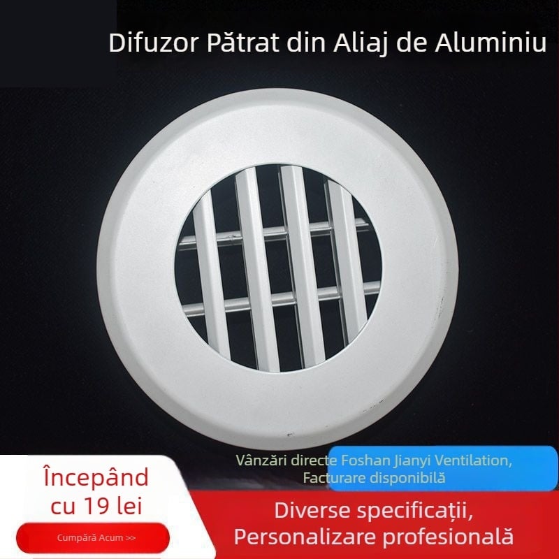 Difuzor circular de tavan din aliaj de aluminiu, 6-8 inchi, climatizare interioară, cu lame