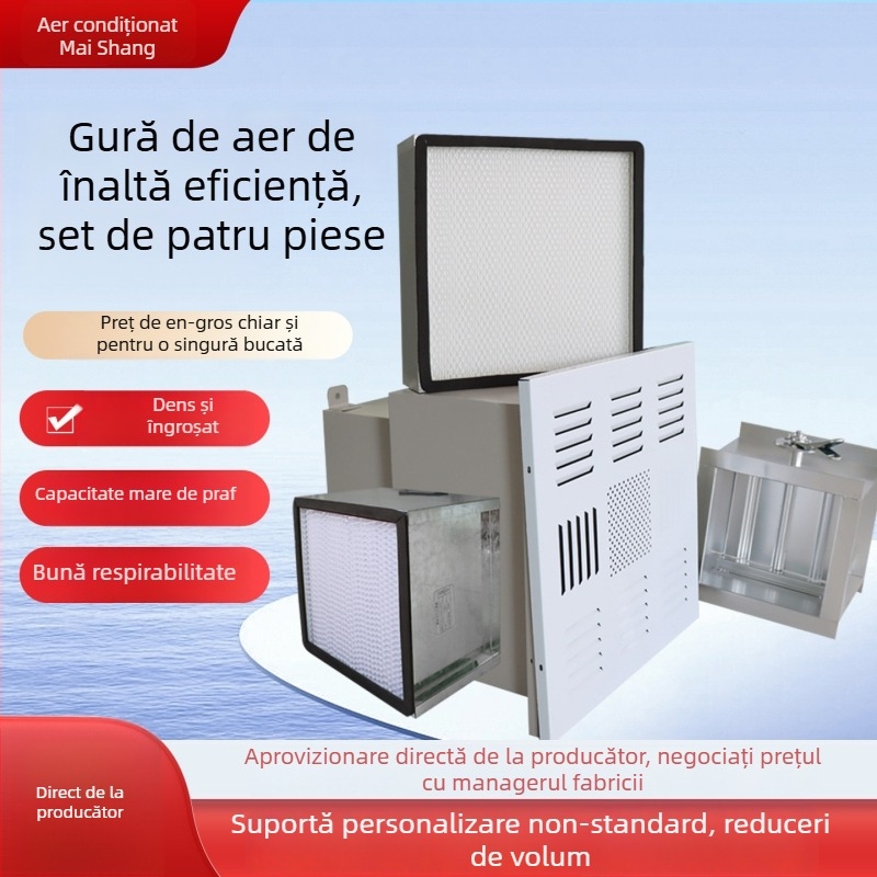 Set de patru piese pentru aer: ieșire de aer, ventil de alimentare, placă difuzor și ventil de aer pentru purificare industrială fără praf