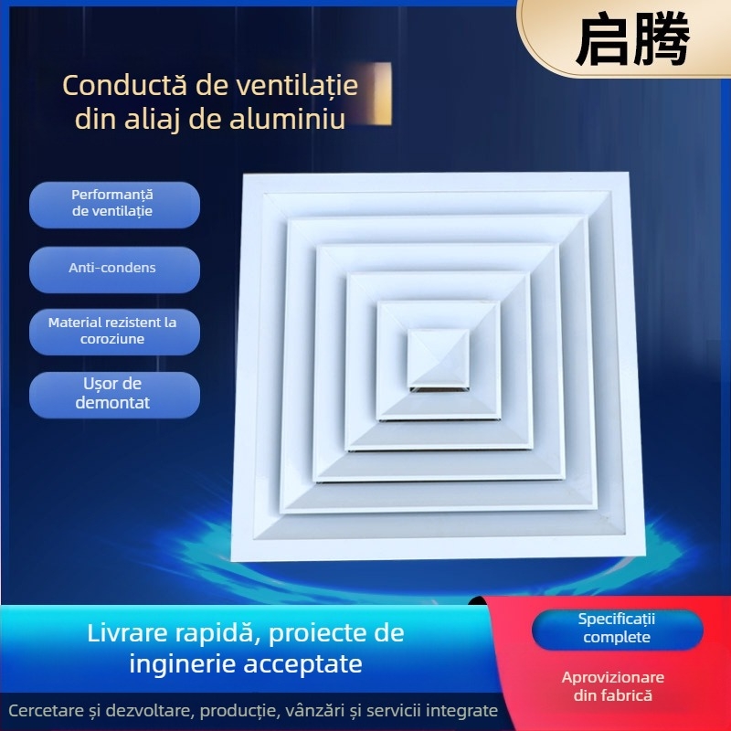Conductă de ventilație din aliaj de aluminiu pentru aer condiționat, cu grilă deschizabilă și difuzor de aer