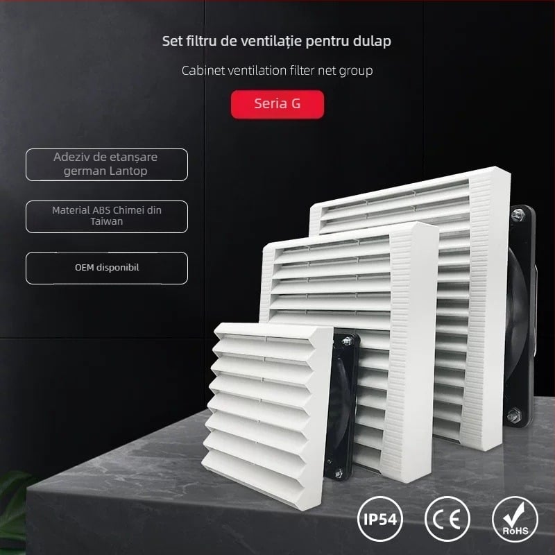 G323 Kit filtru pentru ventilație și praf pentru ventilator în dulap de distribuție electric, grilă axială (ventilator opțional)