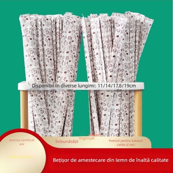 Amestecător din lemn pentru cafea, o singură utilizare, mâner lung, 19 cm