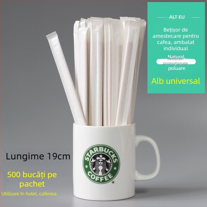 Amestecător din lemn pentru cafea, o singură utilizare, mâner lung, 19 cm