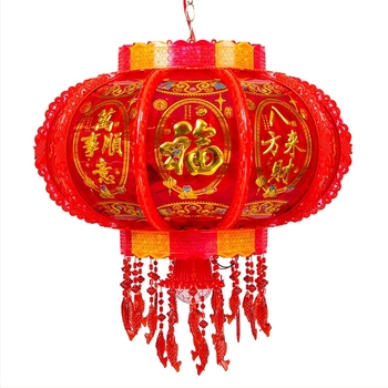 Felinar roșu în stil chinezesc, cu LED ce schimbă culorile și cu un felinar rotativ cu cal, decor pentru balcon și hol