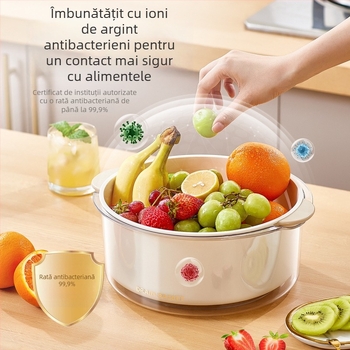 Coș antibacterian cu două niveluri pentru scurgere, pentru legume și fructe, bazin de spălat bucătărie mai gros