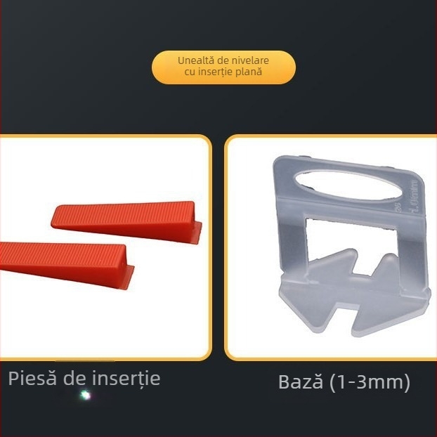 Nivelator pentru plăci ceramice, bază plată reutilizabilă și ace înlocuibile
