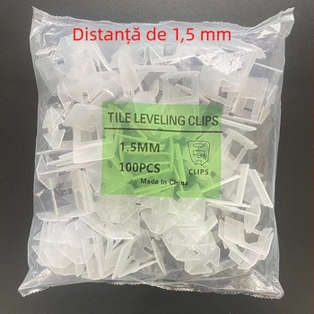 Bază solidă de nivelare a plăcilor 1,5 mm, cu instrument pentru rosturi și garnitură cu clemă de fixare pentru plăci pe pereți și podea