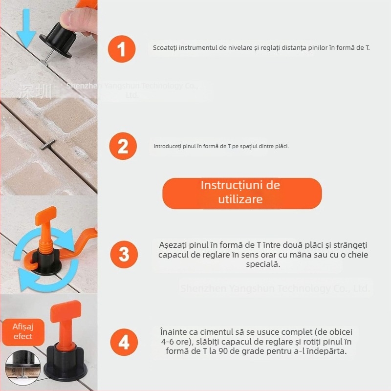 Set de nivelare a plăcilor cu 251 de piese, ace înlocuibile, ace din oțel 1,5 mm în formă de T și nivelator încrucișat