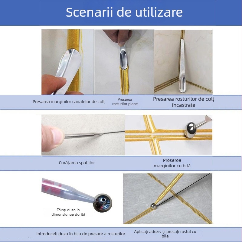 Tingliang Set de unelte pentru rosturi de plăci, oțel inoxidabil, 5 piese
