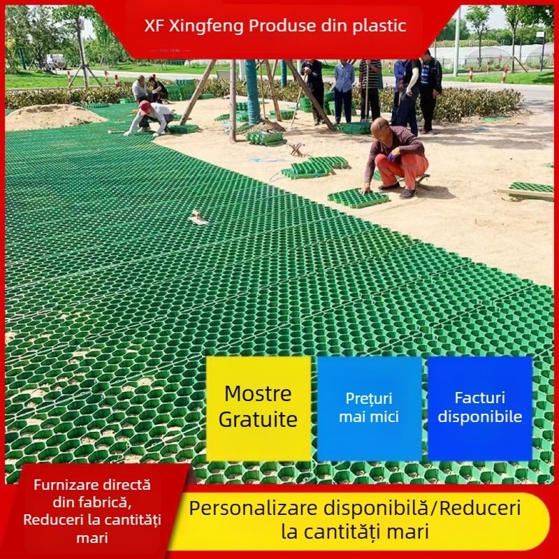 Grilă plastică pentru plantarea gazonului – pentru parcări, rute de evacuare în caz de incendiu, amenajări peisagistice, pante și dale de gazon – 500x500x50 mm