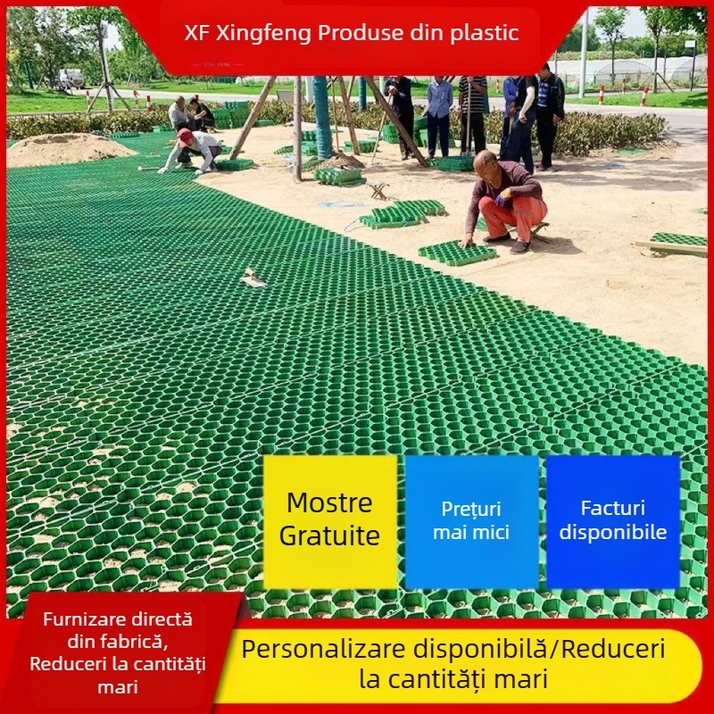 Grilă plastică pentru plantarea gazonului – pentru parcări, rute de evacuare în caz de incendiu, amenajări peisagistice, pante și dale de gazon – 500x500x50 mm
