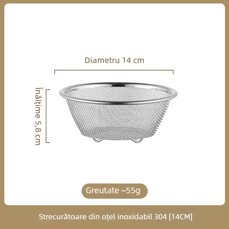 Coșuleț mini din oțel inoxidabil 304 pentru scurgere – pentru spălarea fructelor, filtrare și clătire a orezului, bucătărie