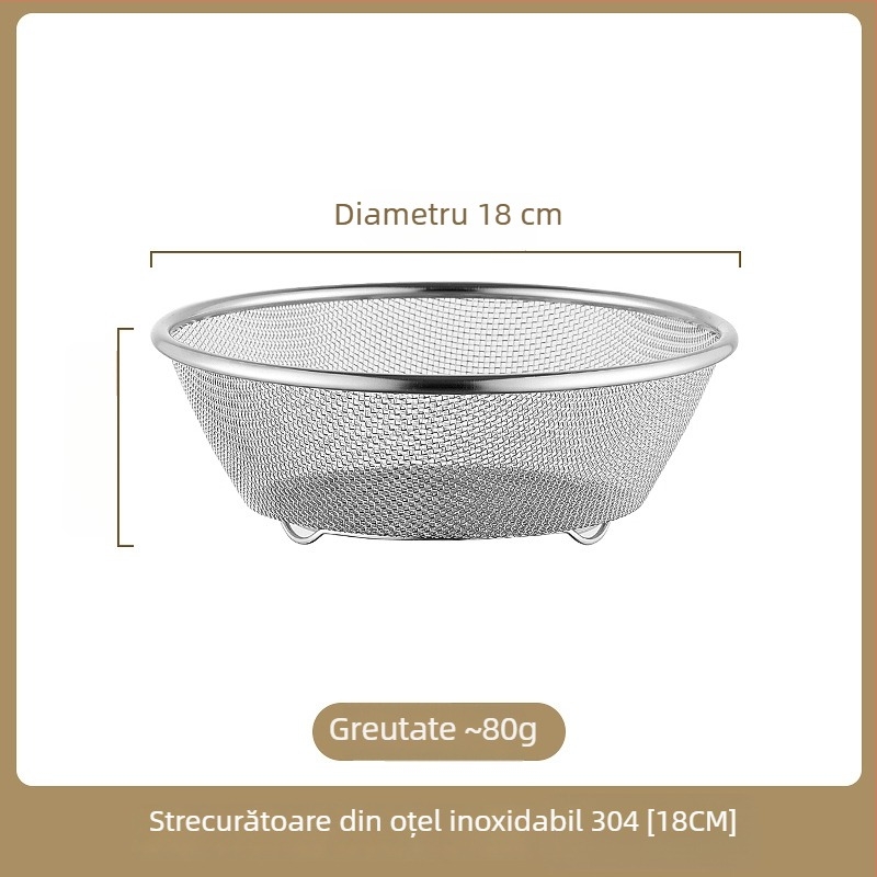 Coșuleț mini din oțel inoxidabil 304 pentru scurgere – pentru spălarea fructelor, filtrare și clătire a orezului, bucătărie