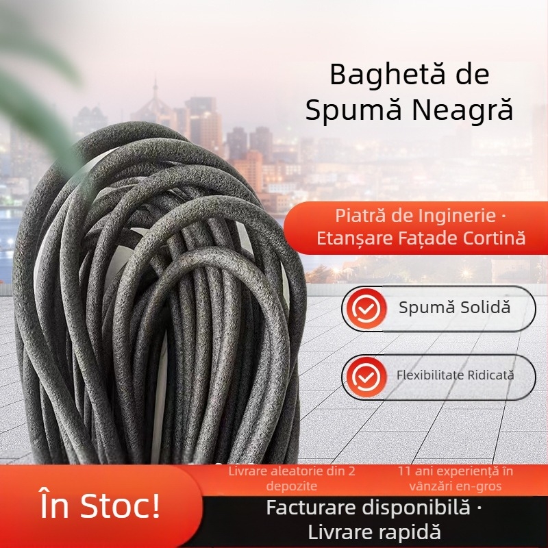 Bare de spumă negre pentru umplerea spațiilor în plăci din aluminiu, benzi solide de spumă rotunde