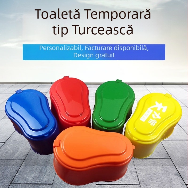 Toaletă temporară din plastic, de tip squat, pentru șantiere, reutilizabilă, rezistentă la mirosuri
