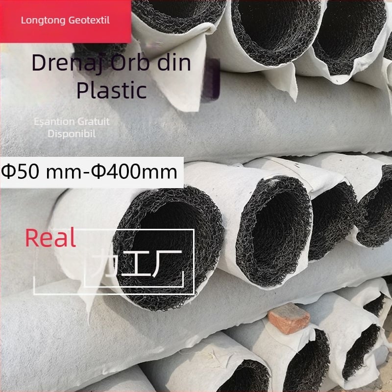 Țeavă de drenaj din plastic cu caneluri, neagră, pentru drenaj în grădină și tunele subterane