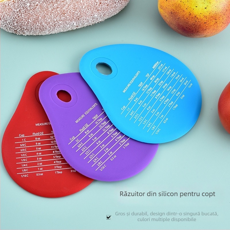 Spatulă din silicon pentru coacere cu scară de măsură, spatulă multifuncțională pentru făină, tort și cremă
