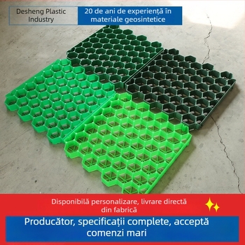 Grile plastice pentru plantarea ierbii, pentru căi de evacuare în caz de incendiu, parcări, zone pitorești, amenajări peisagistice, protecția versanților și plăci de gazon