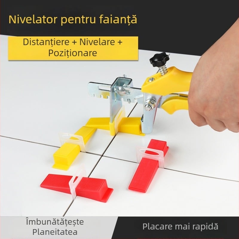 Flying nivelatoare de plăci, clipsuri încrucișate de poziționare pentru plăcile de perete, unelte pentru montarea plăcilor de podea