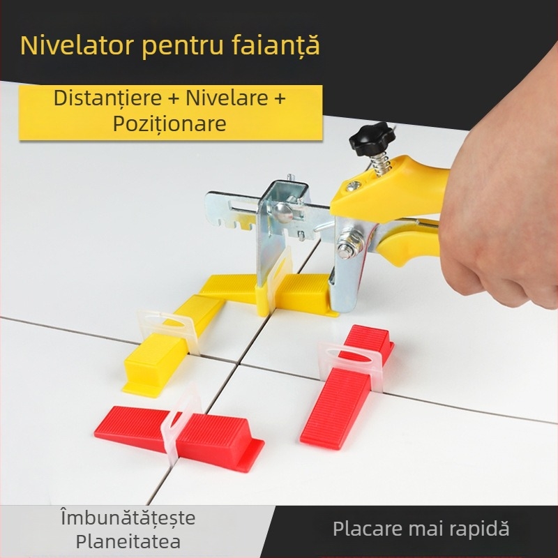 Flying nivelatoare de plăci, clipsuri încrucișate de poziționare pentru plăcile de perete, unelte pentru montarea plăcilor de podea