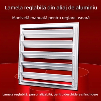 Lamele din aluminiu cu acționare manuală, lamele reglabile pentru exterior, rezistente la ploaie, ventilație și decor de fațadă