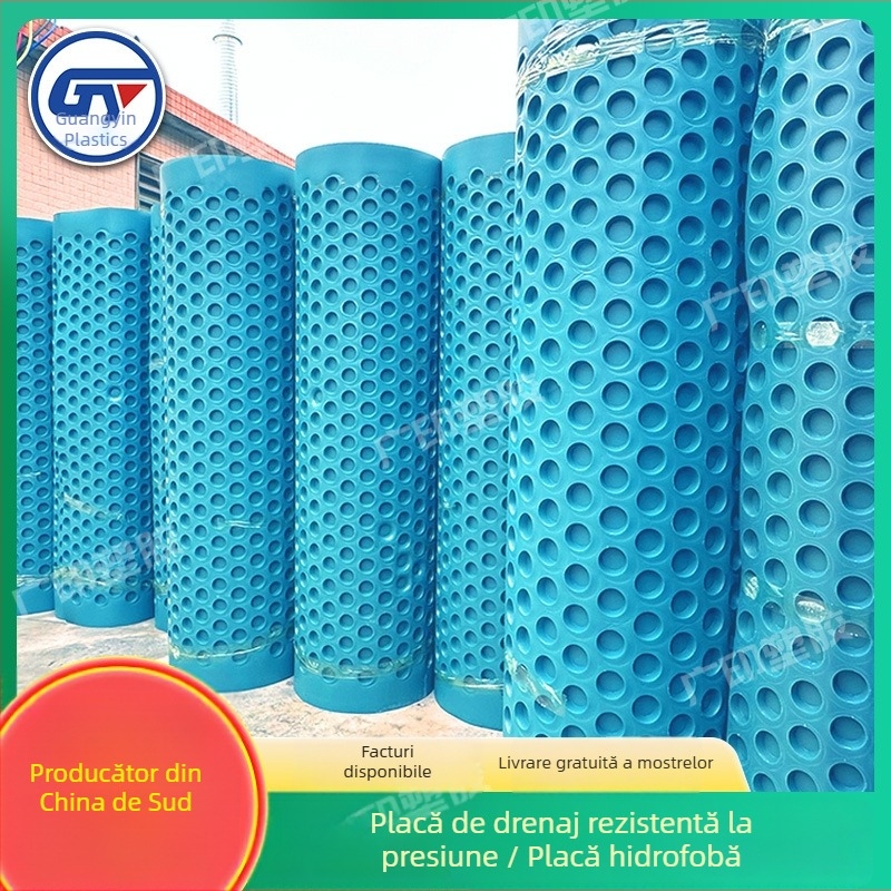 Panou de drenaj subteran HDPE cu proprietăți hidrofobe, panou superior cu profil concav-convex, panouri de filtrare a apei și blocare a rădăcinilor, personalizabil