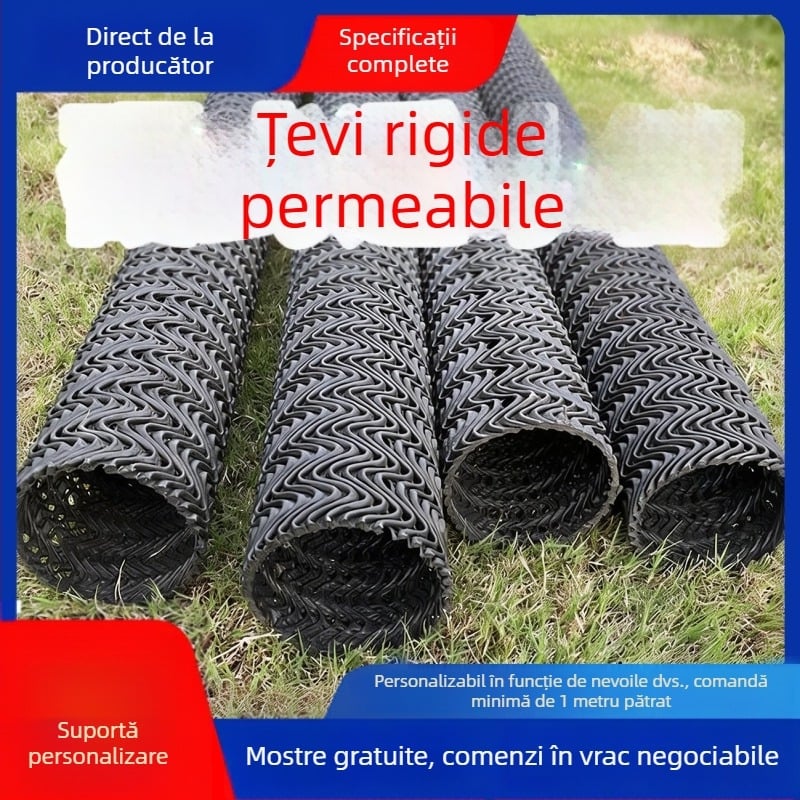 Țeavă rigidă HDPE permeabilă, cu model ondulat de plasă, pentru drenaj peisagistic în grădină și gazon