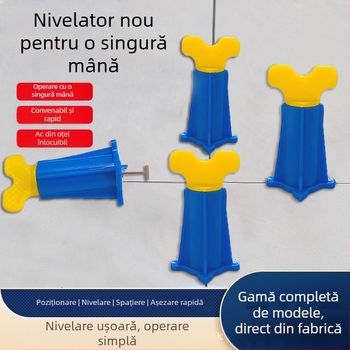 Nou nivelator de plăci ceramice pentru poziționarea rosturilor, cu profil îngroșat, dimensiune mare, operare cu o singură mână, ac înlocuibil