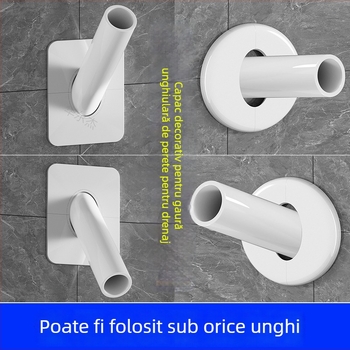 Capac decorativ pentru țevi în perete, etanșare pentru țeavă de canalizare Ø50, capac de perete cu unghi de 45° pentru acoperirea găurilor mari