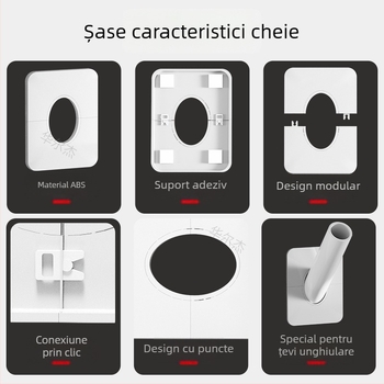 Capac decorativ pentru țevi în perete, etanșare pentru țeavă de canalizare Ø50, capac de perete cu unghi de 45° pentru acoperirea găurilor mari
