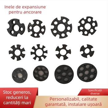 Kit plastic pentru montaj cablu de ancorare: inel de suspensie, suport de centrare, inel de extindere, suport pentru sârmă din oțel și tampon plastic hexagonal în formă de floare