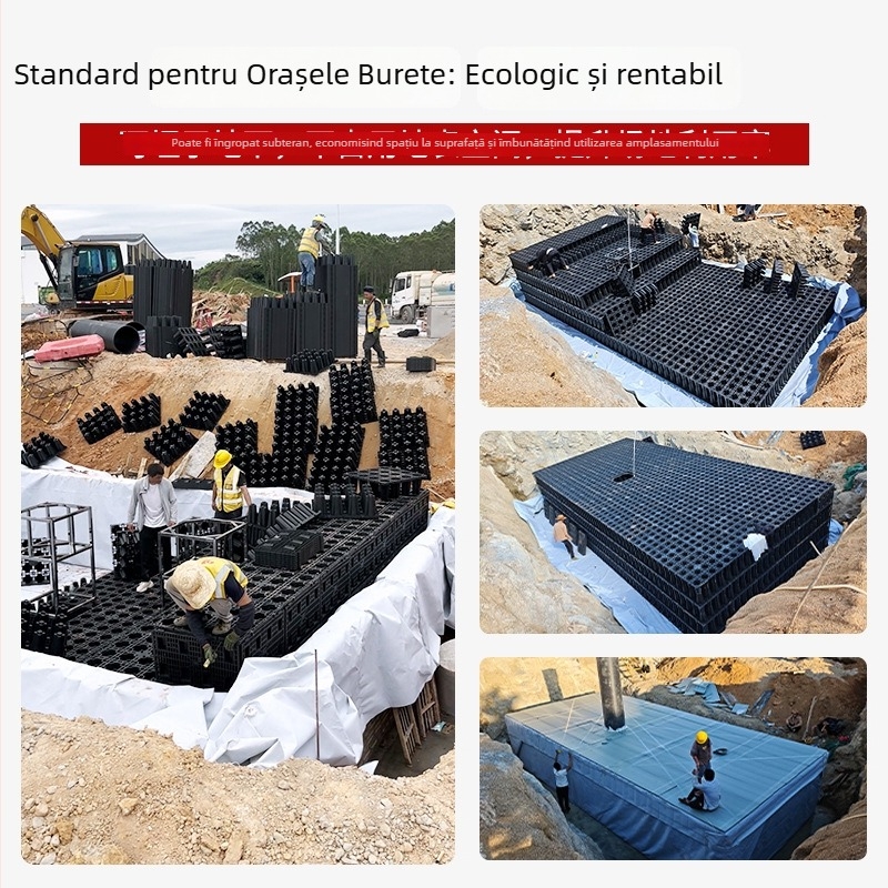 Modul PP de colectare a apei pluviale pentru rezervorul oraș-burete, reciclare și refolosire