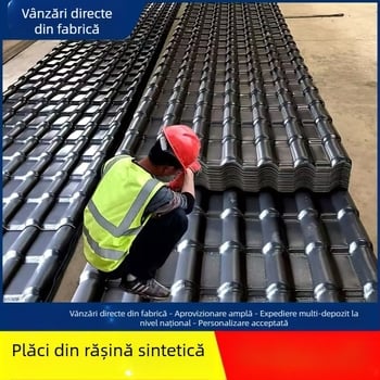 Renovare a acoperișului cu plăci din rășină sintetică pentru vile, acoperișuri rurale și clădiri industriale, cu țigle antice în stil chinezesc îngroșate