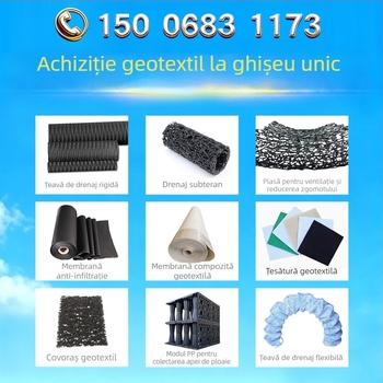 Placă de drenaj din polipropilenă cu plasă împletită și fibre aleatoare, placă de drenaj, strat anti-filtru compozit