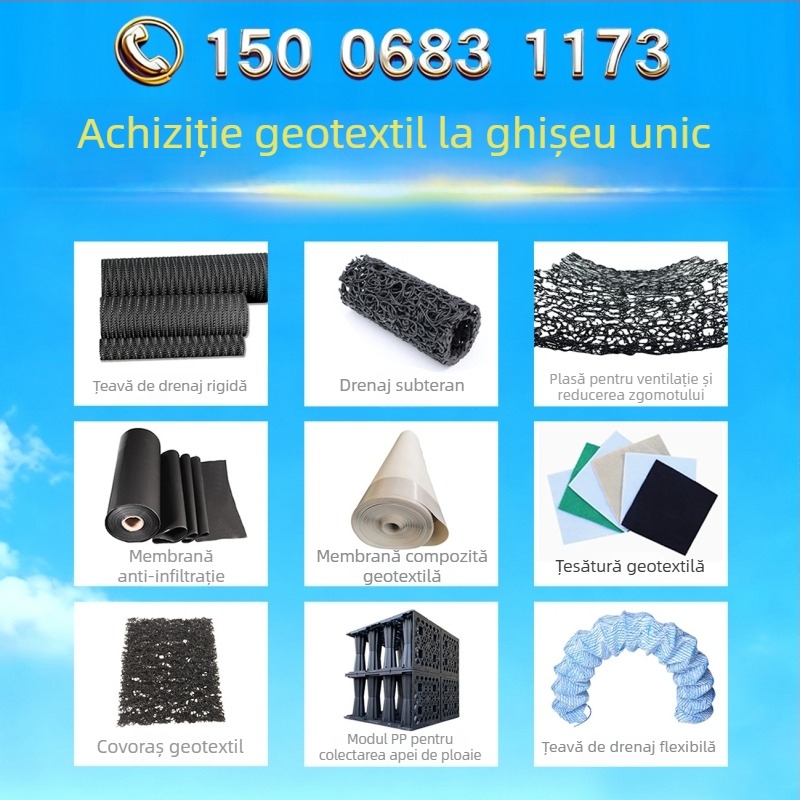 Placă de drenaj din polipropilenă cu plasă împletită și fibre aleatoare, placă de drenaj, strat anti-filtru compozit