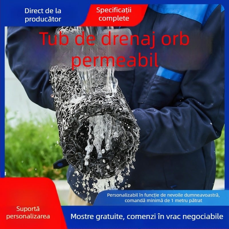 Țeavă de drenaj din plastic, conductă permeabilă rigidă pentru grădină, gazon și amenajări peisagistice, drenaj subteran